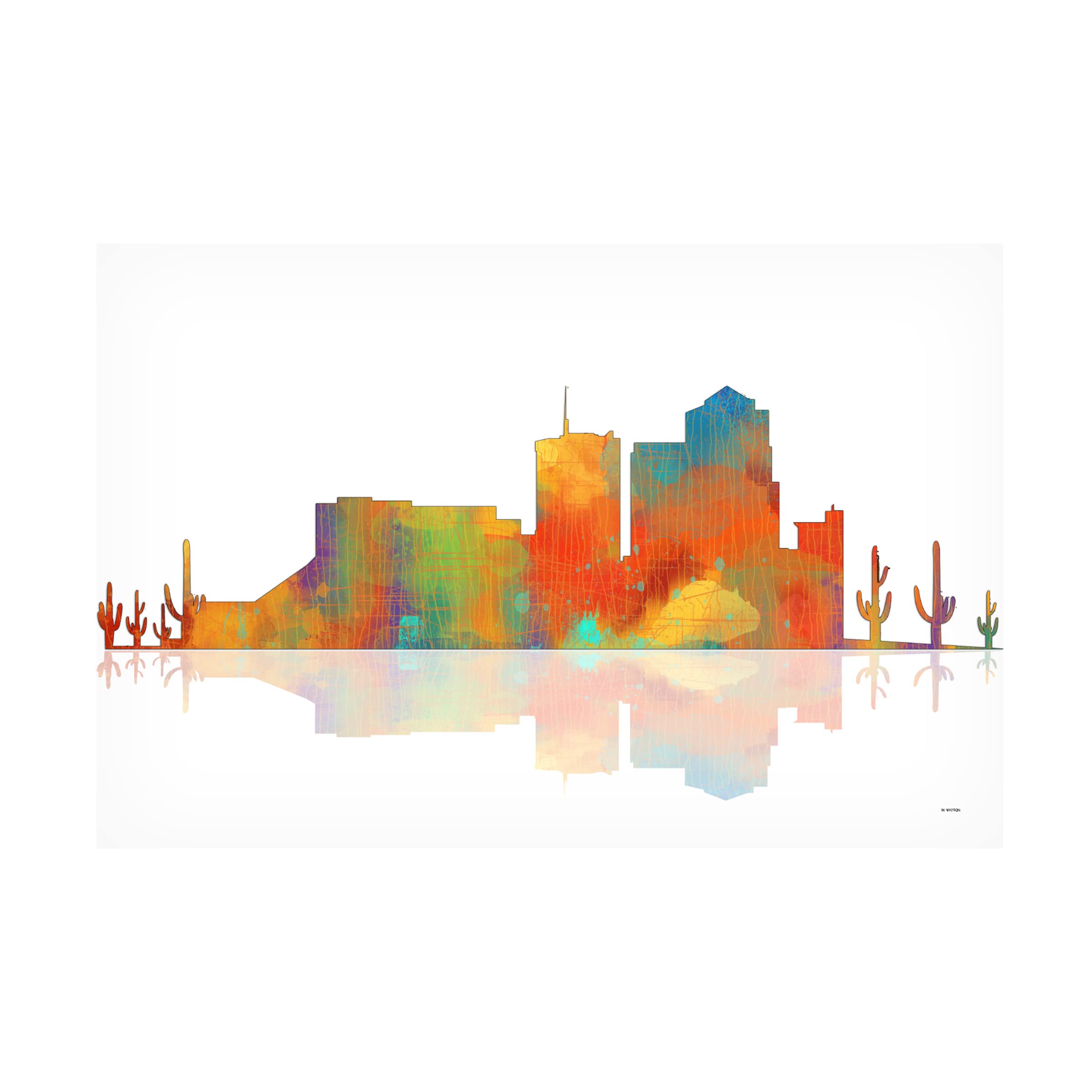 Trademark Fine Art 'Tucson Arizona Skyline 1' Canvas Wall Art Print by Marlene Watson - 16x24 Inches - Southwestern Home Decor for Living Room, Office & Bedroom