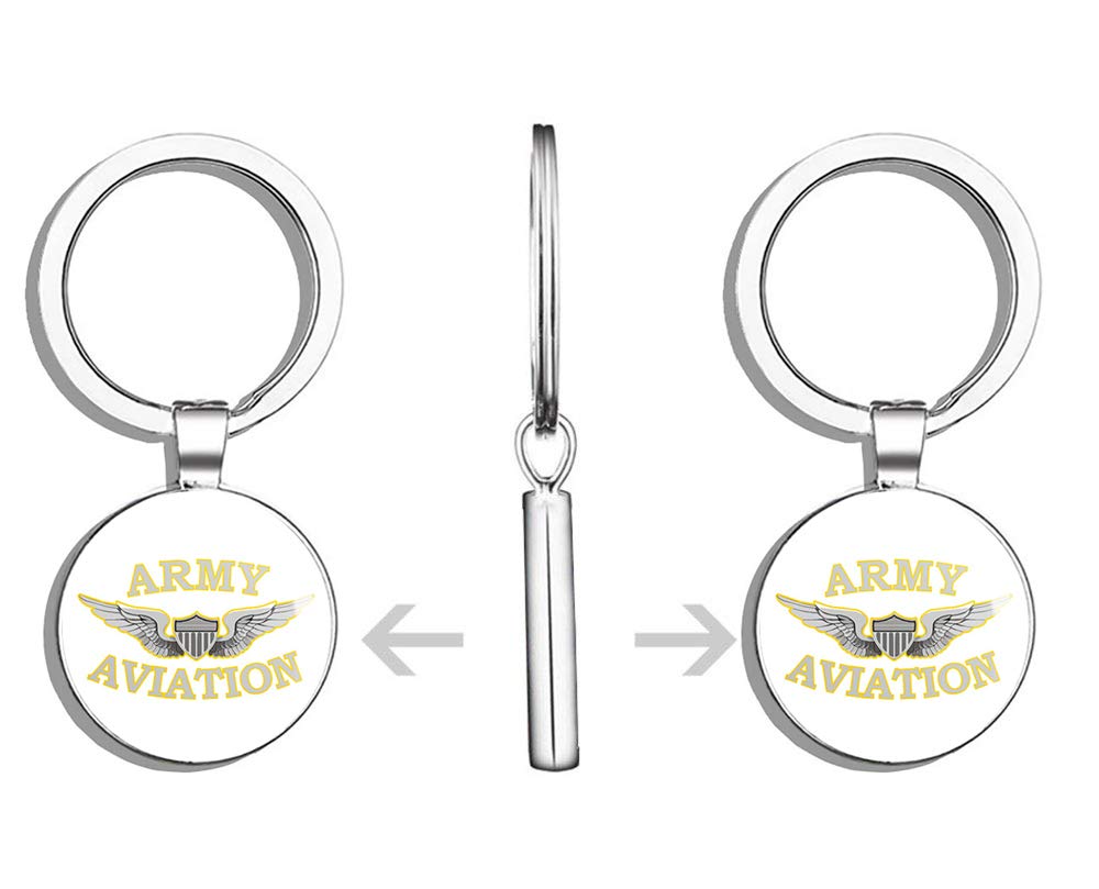 US Army Aviation Metal Keychain - Durable Round Key Ring for Military Enthusiasts | Perfect for Keys, Backpacks, and Gifts