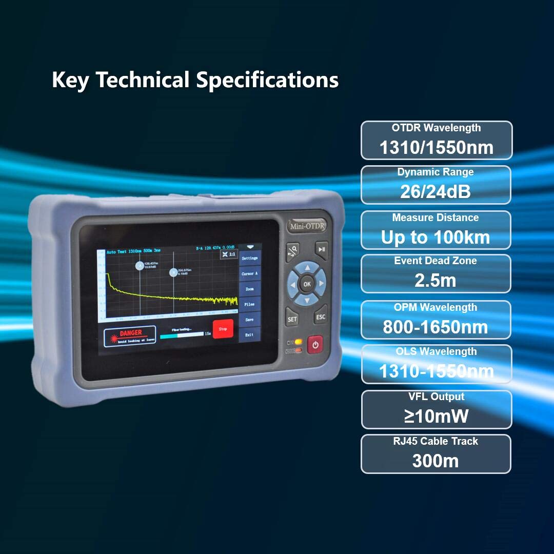 Professional OTDR Tester 1310/1550nm 26/24dB 100km with 4.3