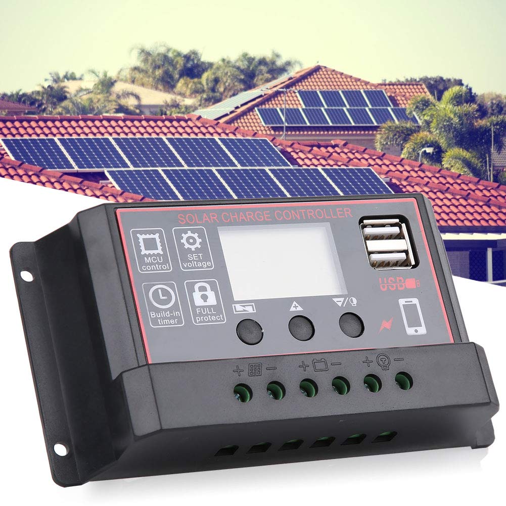 KAKAKE 30A Solar Charge Controller with Digital Display - MPPT Renewable Energy Regulator for 12V/24V Battery, USB 5V Output - Perfect for Home, Yard, RV & Off-Grid Solar Systems