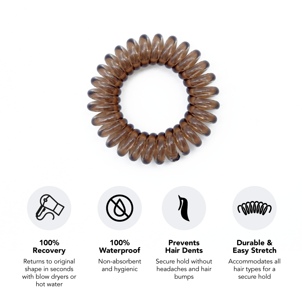 Waterproof Spiral Hair Ties for Women - 8 Pack No Slip Elastic Hair Bands for Running, Swimming, Yoga & Workout - Gentle on Hair No Crease Ponytail Holders