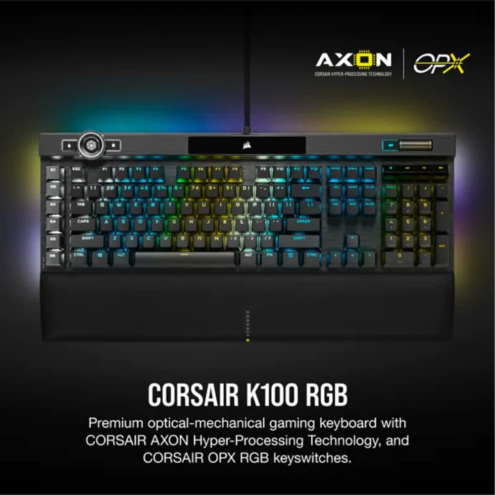 Corsair K100 RGB Optical-Mechanical Gaming Keyboard (QWERTY) & Dark Core RGB PRO SE Wireless/Wired Gaming Mouse with Qi Charging - Black | High-Performance PC Gaming Setup for Esports, Streaming & Office Work