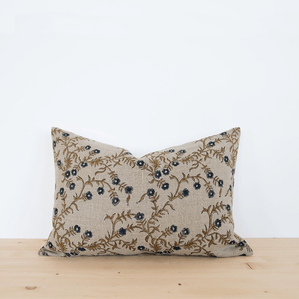 Handmade Linen Block Printed Pillow Cover No. 0223 - Bohemian Home Decor for Living Room, Bedroom & Sofa