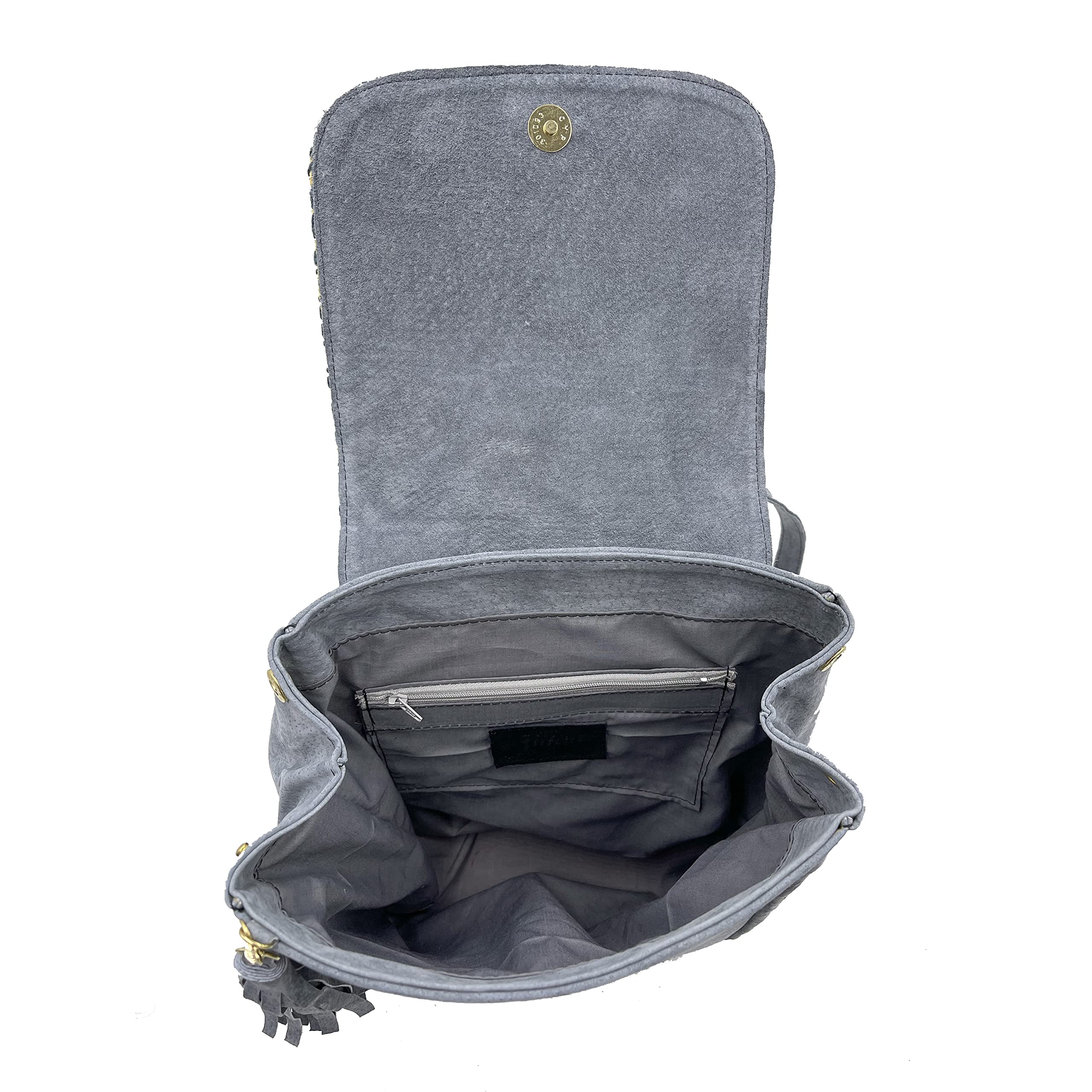Handmade 'María' Leather Backpack with Mexican Embroidery – Unique Grey Artisan Bag by Jühue Artesanal | Perfect for Travel, Work & Everyday Use | Made in Mexico