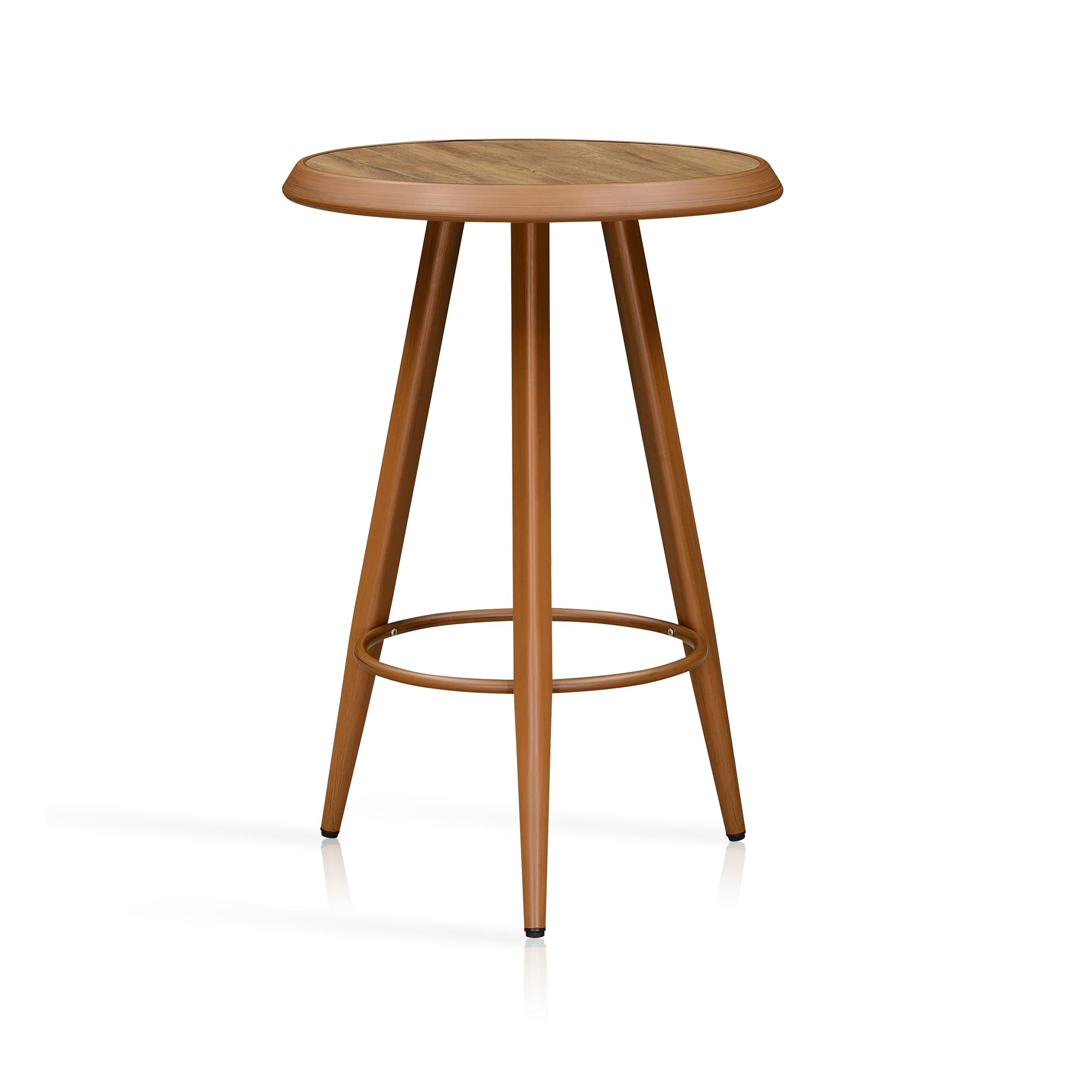 PURPLE LEAF Outdoor Round Bar Table - Modern Aluminum Bistro Table for Patio, Garden & Kitchen Island - Weather-Resistant Brown Furniture (Perfect for Outdoor Dining, Entertaining & Small Space Decor)