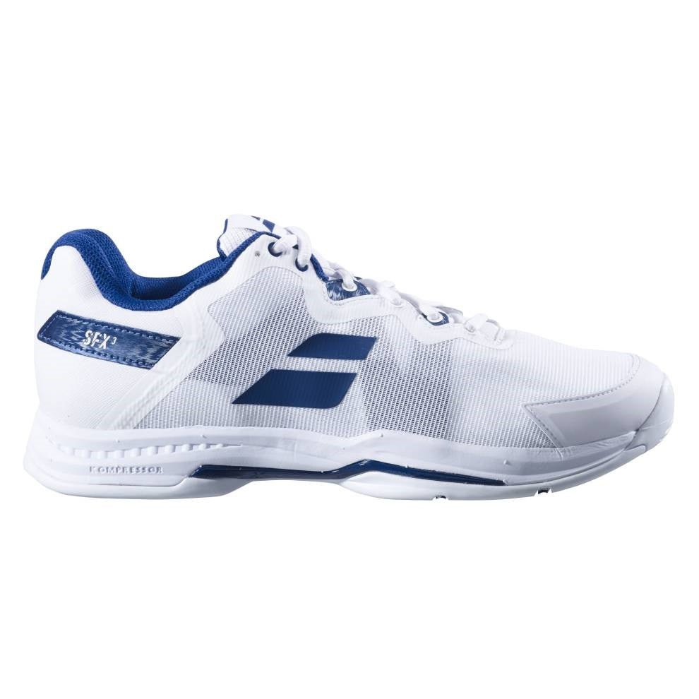 Babolat SFX 3 AC Men's Tennis Shoes - White/Navy - Lightweight & Durable Court Shoes for Tennis Players - Perfect for Competitive Matches & Training Sessions