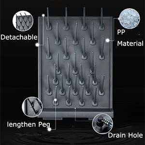 Lab Drying Racks for Glassware - Pegboard Bench-top & Wall-Mount Laboratory Equipment - 52 Black Polyethylene Cleaning Racks - Ideal for Chemistry Labs, Research Facilities & Science Classrooms