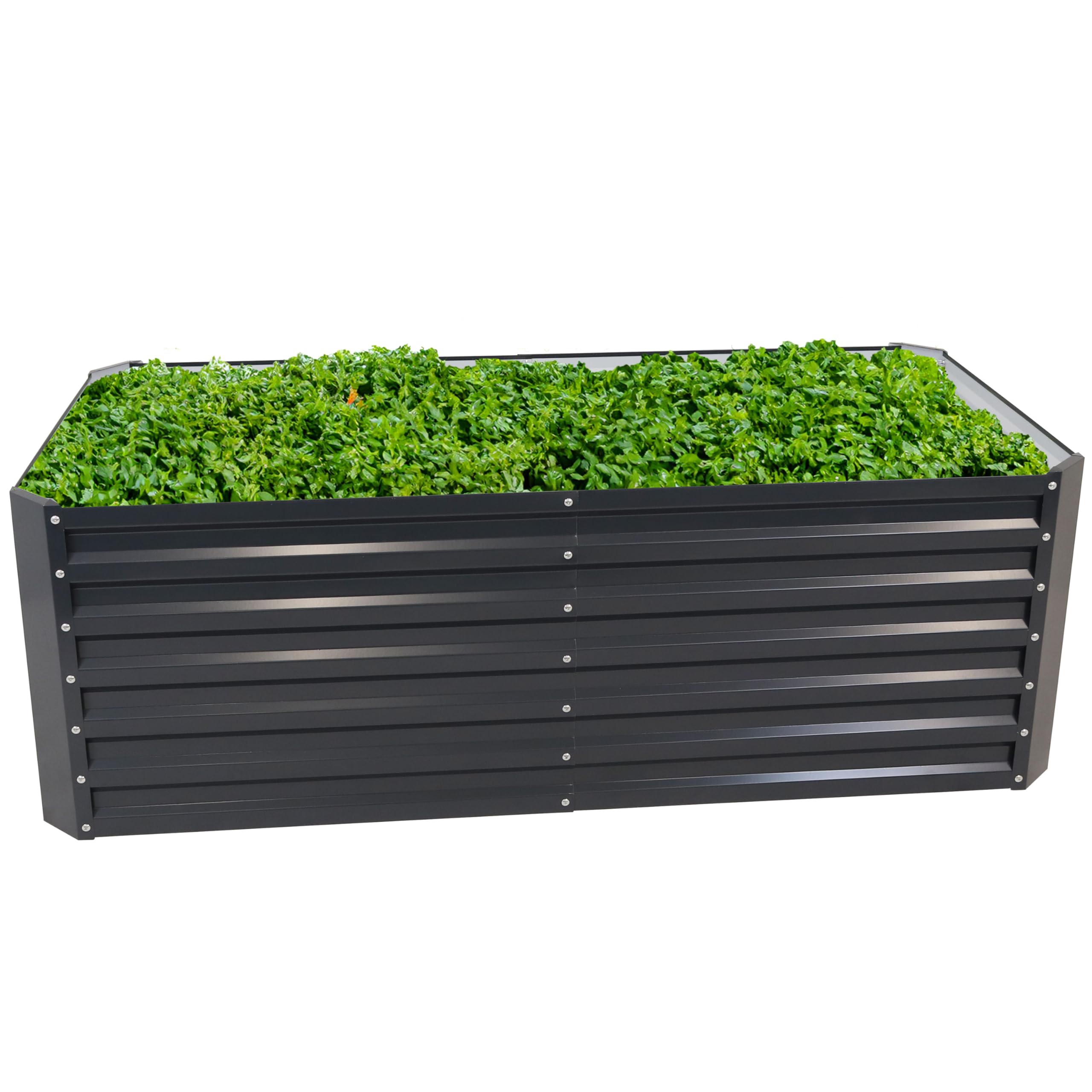 71-Inch Rectangular Raised Garden Bed Kit - Galvanized Steel Planter Box for Vegetables, Flowers & Herbs - Dark Gray Outdoor Gardening Solution for Backyard, Patio & Urban Farming