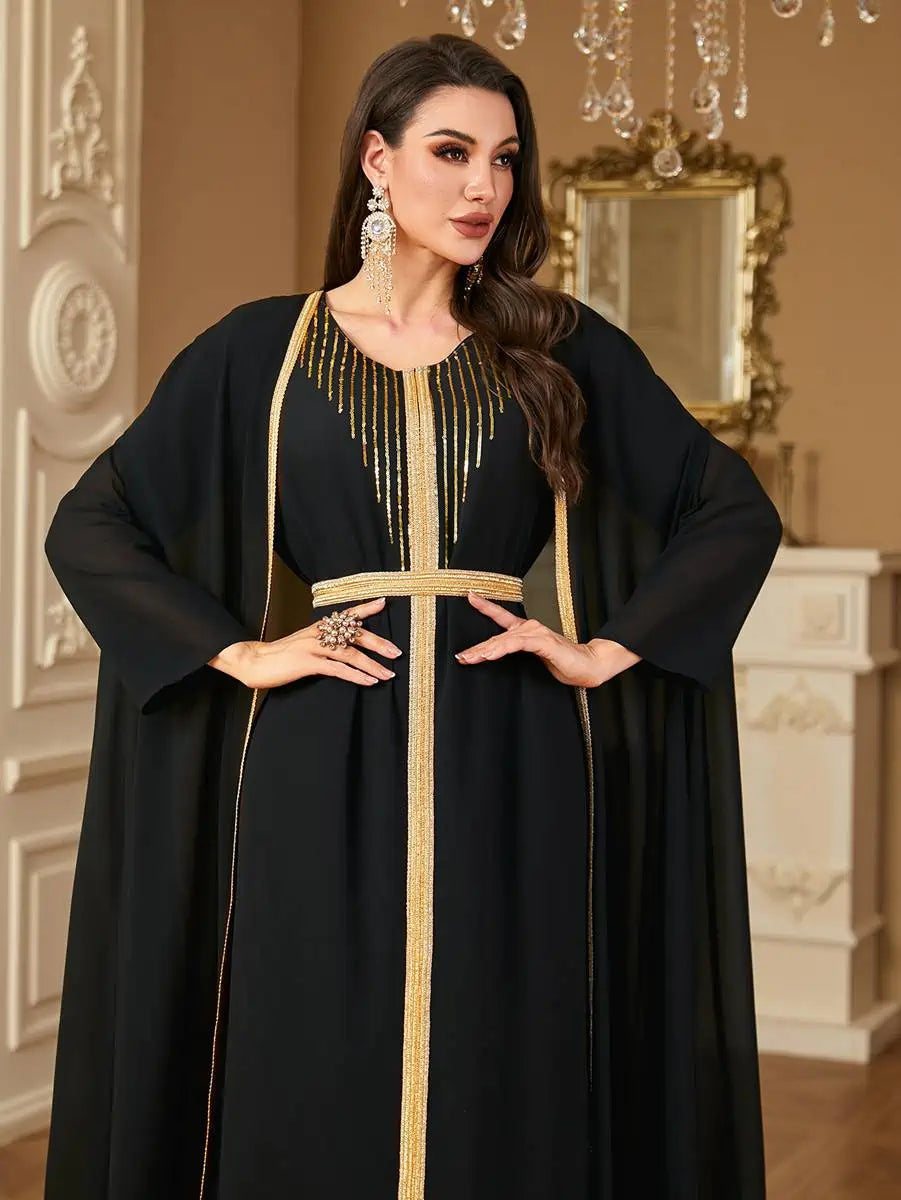 2-Piece Chiffon Caftan Dress Set for Women - Elegant Kaftan Outfit for Weddings, Parties & Special Occasions | Flowy Beach Coverup & Summer Evening Wear