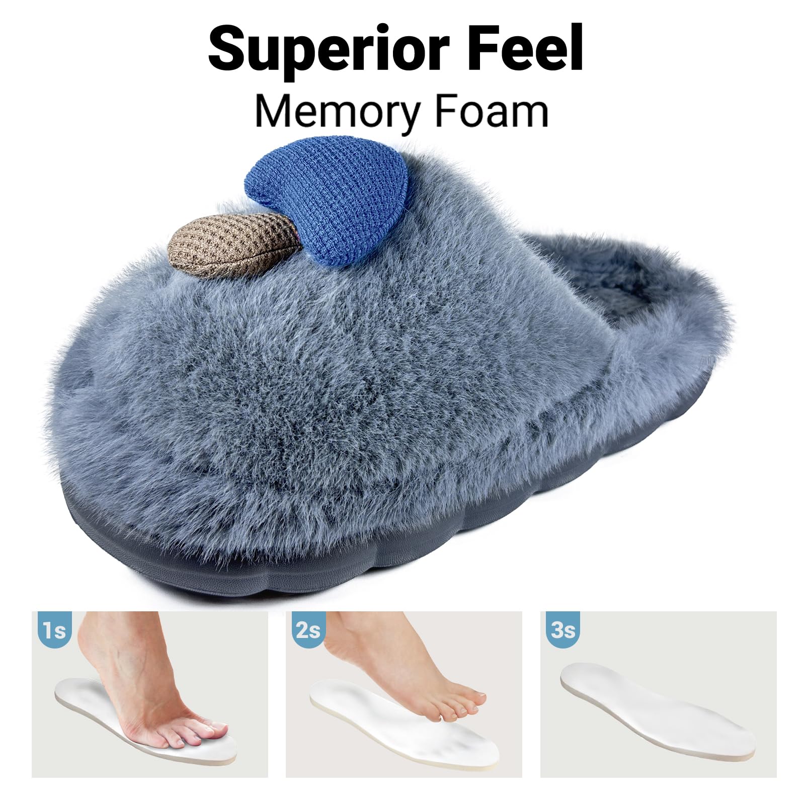Women's Fuzzy Mushroom Slippers - Warm Soft Non-Slip Indoor/Outdoor House Shoes for Women & Men - Perfect for Bedroom, Lounge & Backyard Comfort