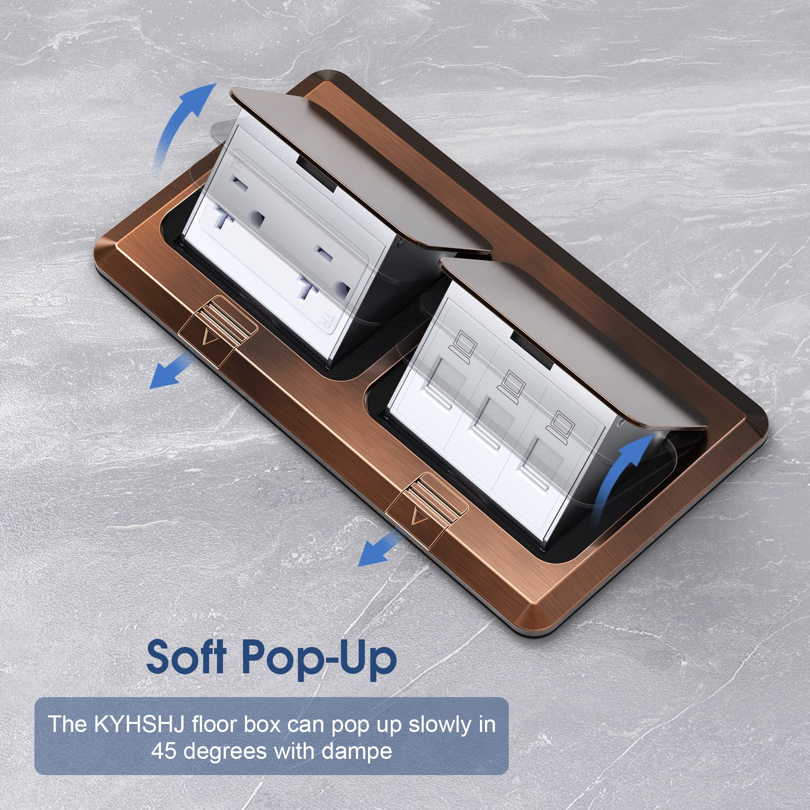 Dual Pop-Up Floor Box Electrical Kit (TR-20A, Bronze) - Recessed Power Outlet for Home & Office - Perfect for Conference Rooms, Living Rooms, and Workspaces