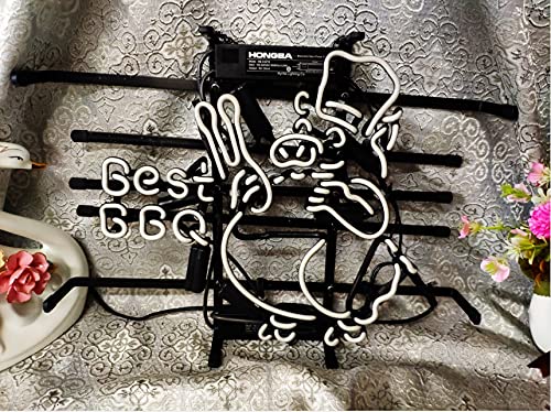 17x13 Inch Real Glass Neon Sign Light - Best BBQ Metal Frame Neon Sign for Beer Bar, Pub, Garage, Room & Cafe Decor | Perfect for Home, Restaurant & Party Lighting