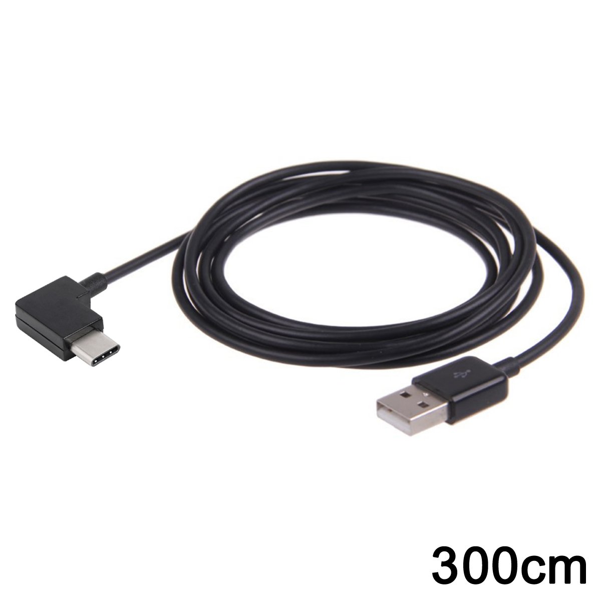 Right Angle USB-C to USB 2.0 Cable 300cm for Tablet & Phone Charging
