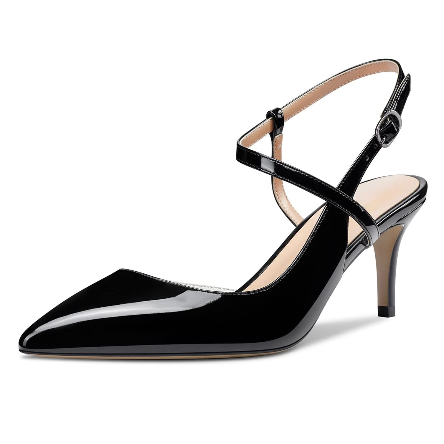 HECATER Women's Pointed Toe Kitten Heels - Slingback Pumps Sandals for Work, Party & Wedding | Comfortable Dress Shoes for Office & Evening Events
