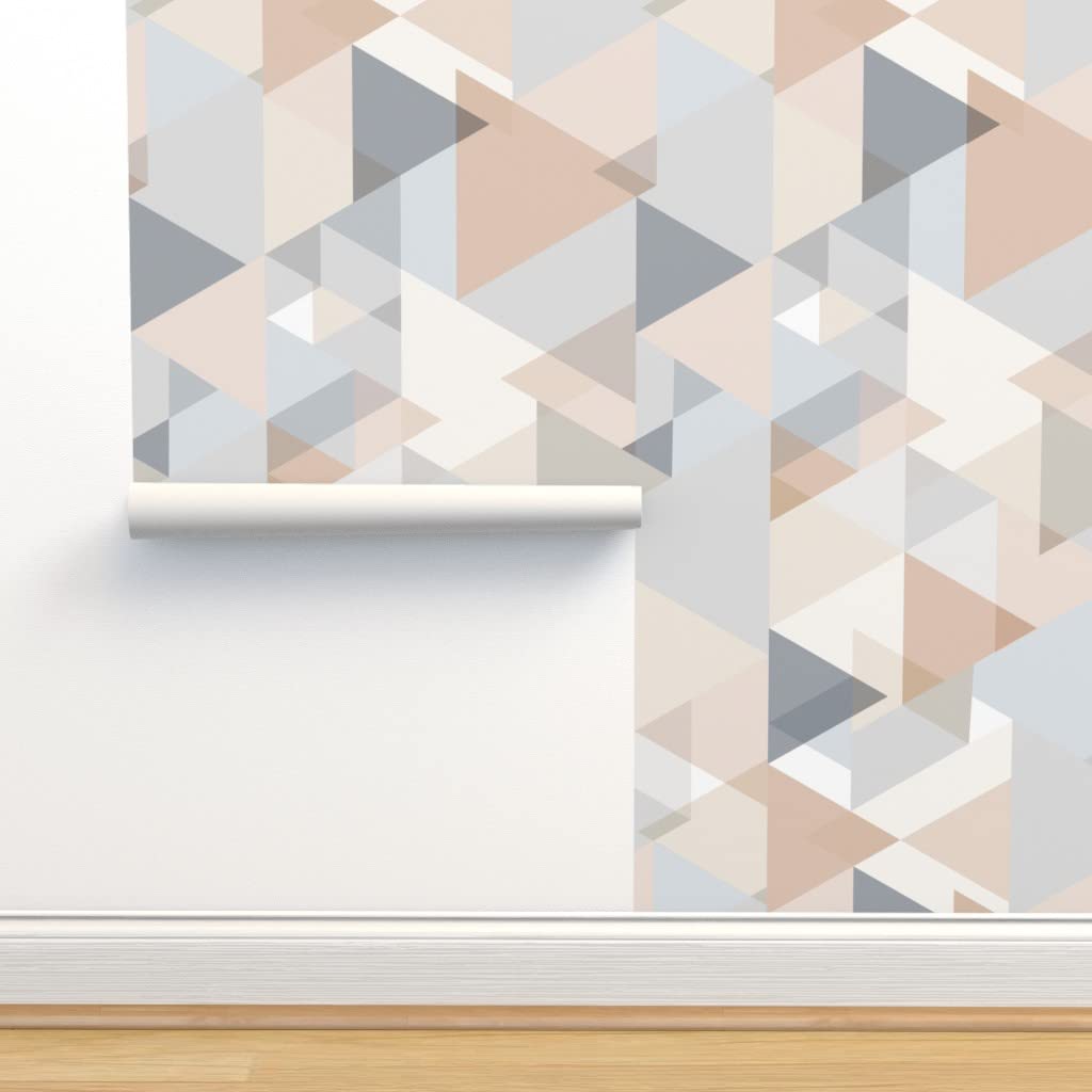 Removable Wallpaper 3ft x 2ft - Geometric Neutral Peel & Stick Wallpaper for Bedroom, Nursery, Office | Easy DIY Home Decor by Spoonflower