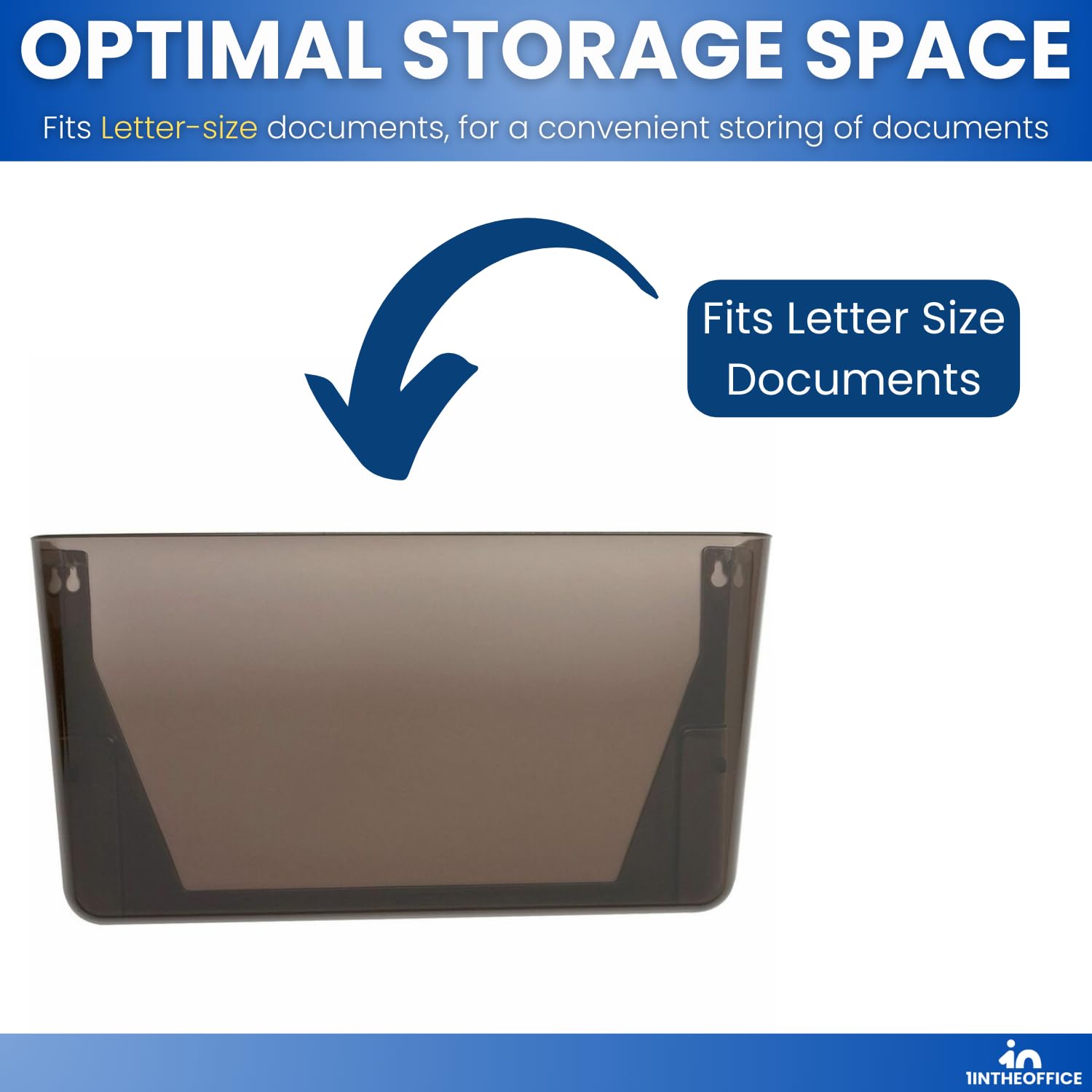 1InTheOffice Unbreakable 3-Pocket Plastic Wall File Holder - Smokey Black Letter Organizer for Office, Home & School - Durable Wall-Mounted Document Storage with 3 Pockets