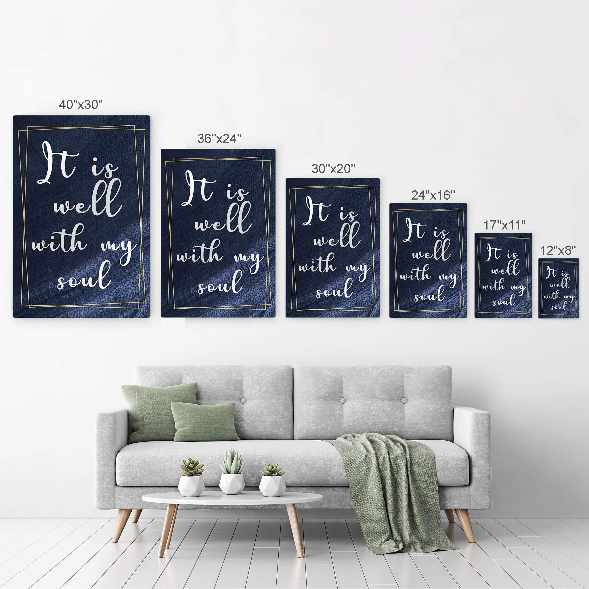 It Is Well With My Soul Scripture Wall Art - 36x24 Inch Metal Print Bible Verse Christian Decor - Inspirational Religious Gift for Home, Church & Office - Made in USA, Ready to Hang