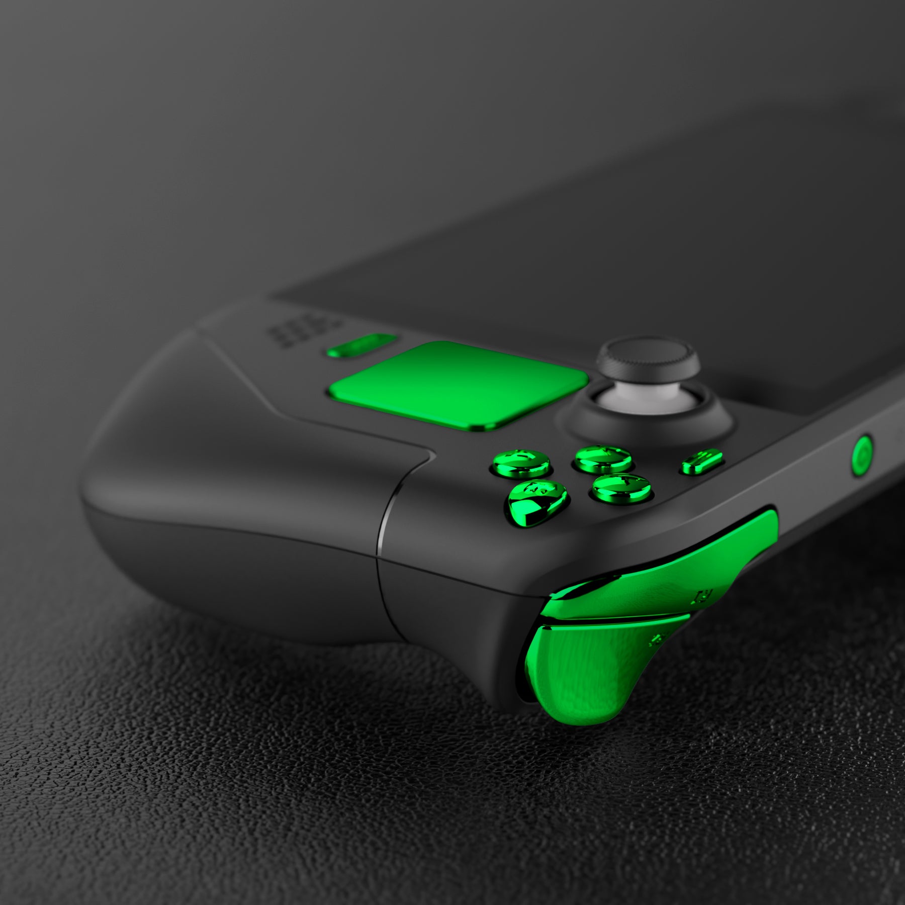 eXtremeRate Chrome Green Replacement Full Set Buttons for Steam Deck LCD - Upgrade Your Gaming Experience | Perfect for DIY Repair & Customization | JESDD003