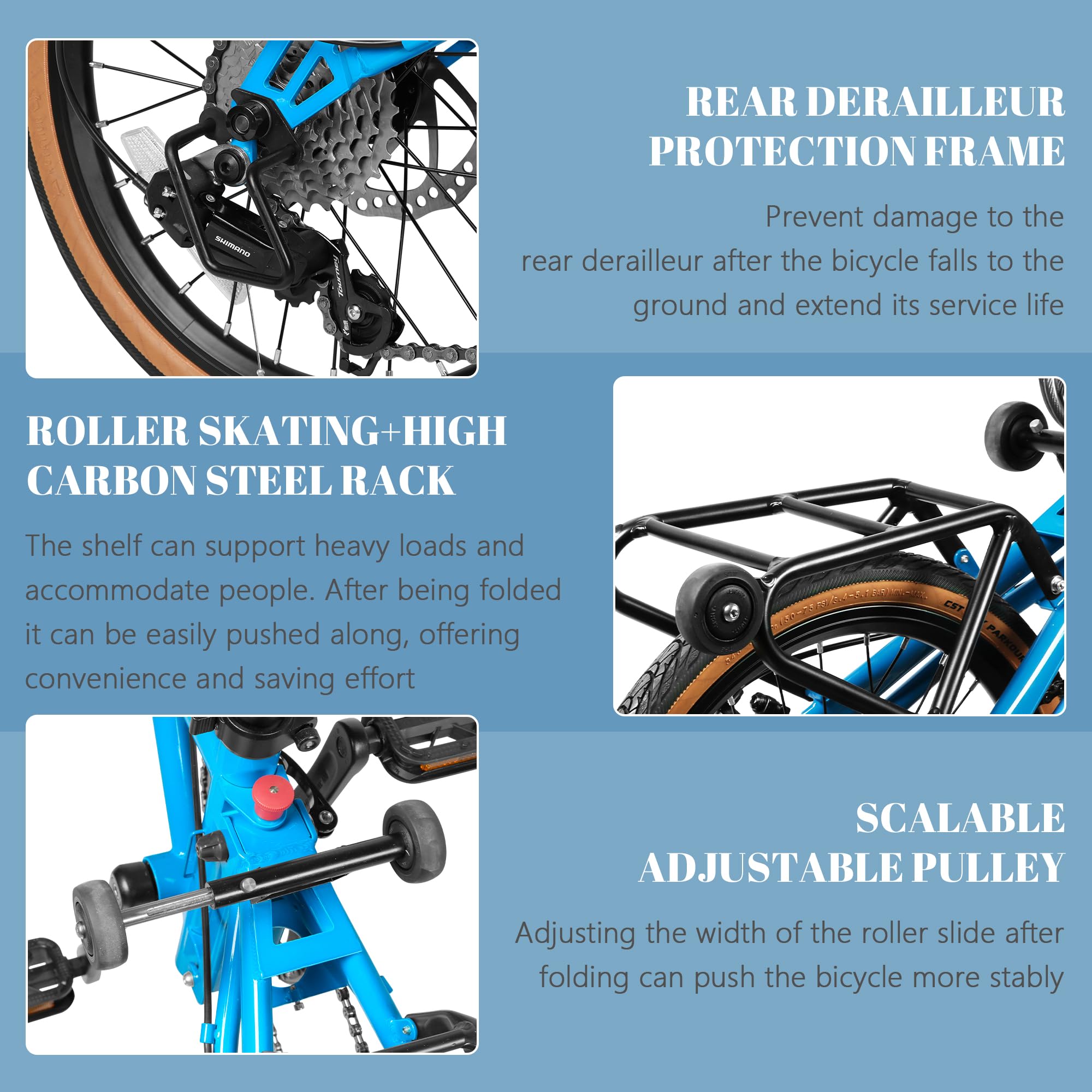 16 Inch Folding Bike for Adults - 7-Speed Commuter Bicycle with Front & Rear Disc Brakes | Compact Foldable Design for Urban Travel, Campus Commute & Outdoor Recreation