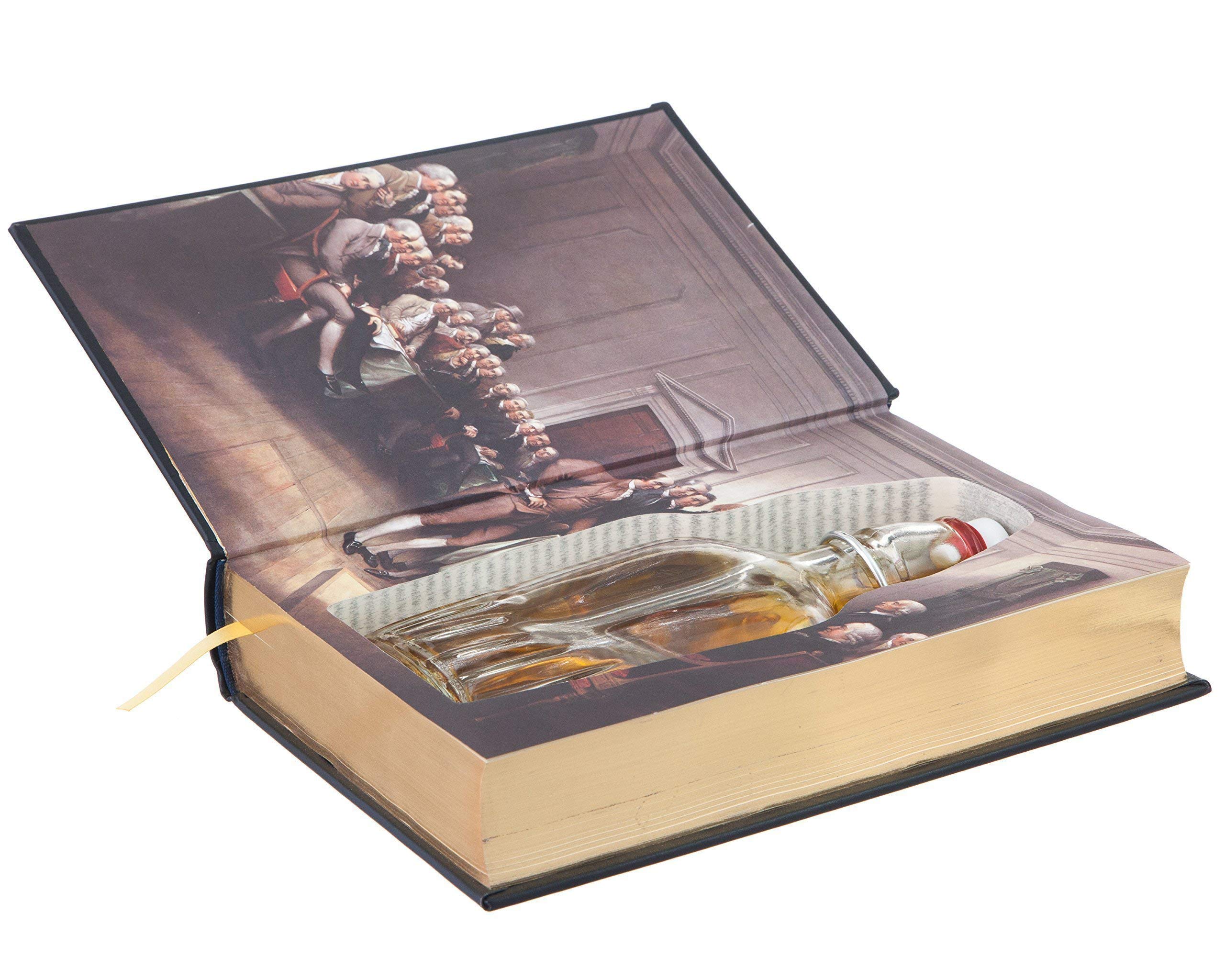 Leather-Bound Flask Hollow Book - The Constitution of the United States of America with Magnetic Closure | Secret Storage for Liquor, Gifts & Home Decor