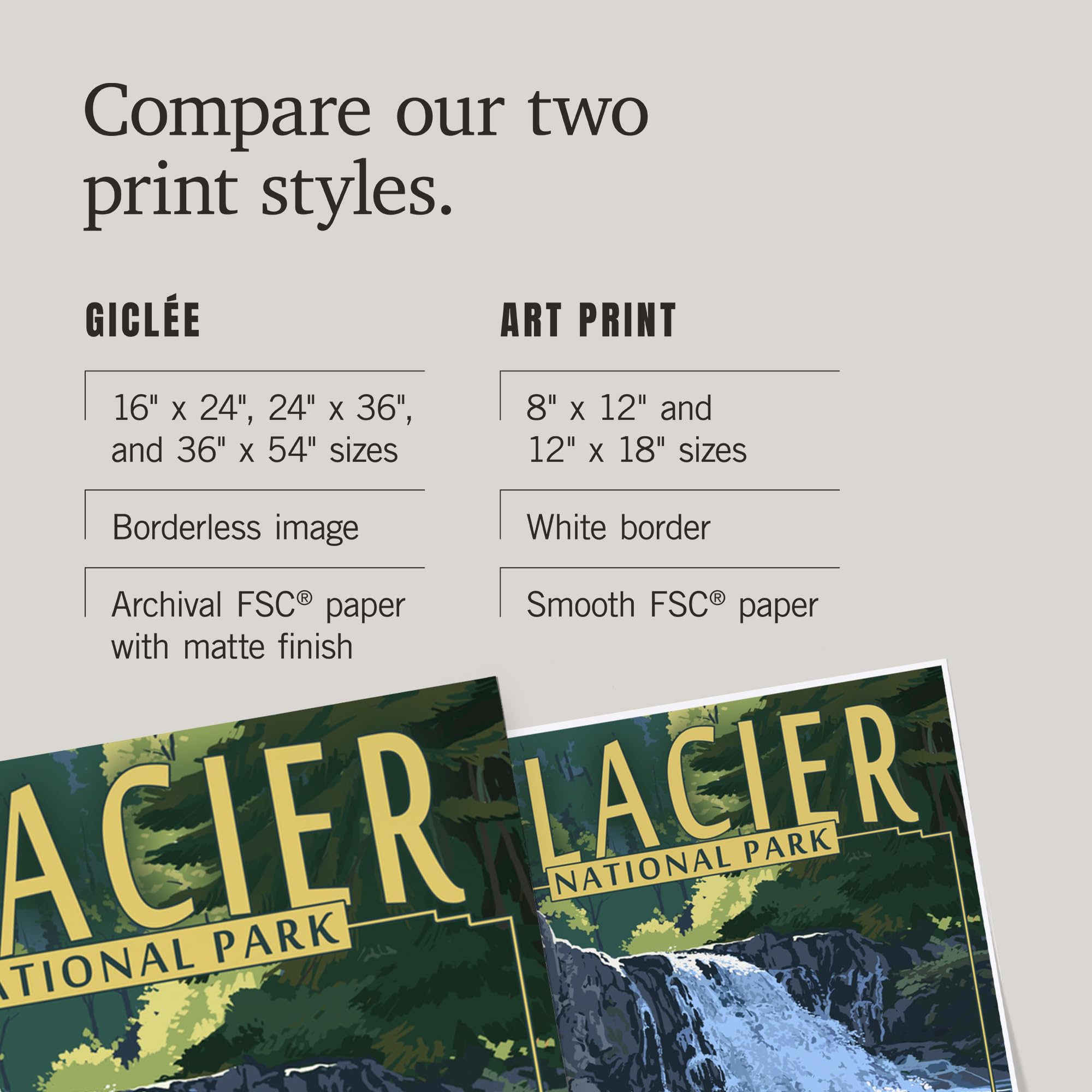 Lantern Press 16x24 Inch Giclee Art Print - Glacier National Park Landscape with Bear Family and Waterfall - Perfect for Home Decor, Office Wall Art & Nature Lovers Gift