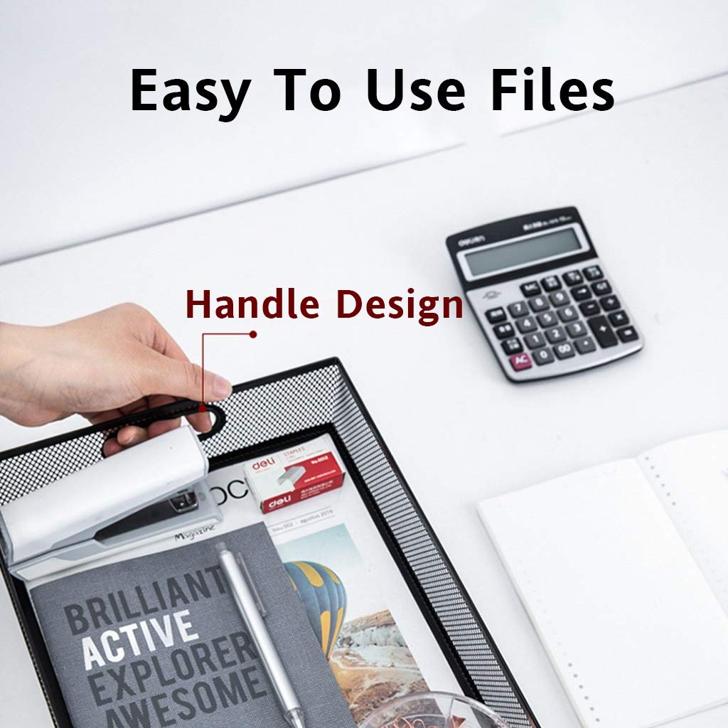 Metal Mesh Letter Size Desk Tray Organizer - Stackable Paper File Holder with Bottom Support for Office, Home & School Document Organization | Perfect for Bills, Mail, Folders & Office Supplies