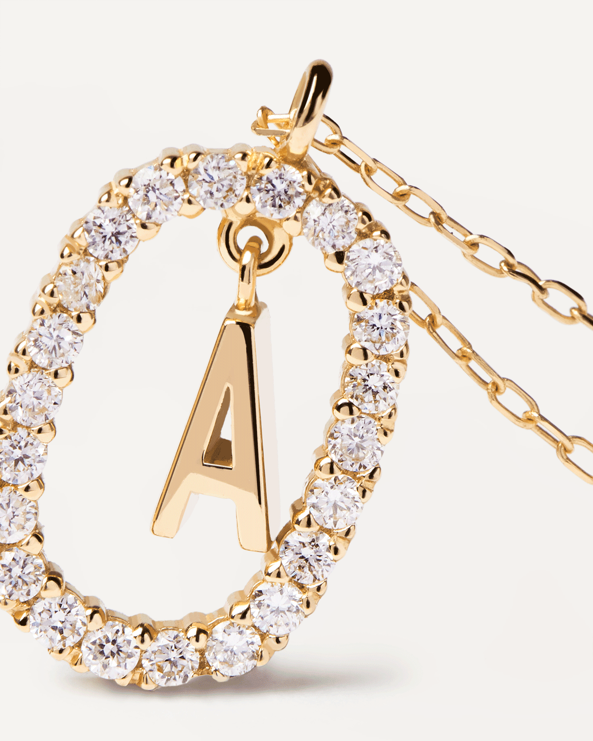 GRID Small Diamond and White Gold Letter Pendant Necklace - Elegant Jewelry for Women, Perfect for Gifts, Anniversaries, and Special Occasions