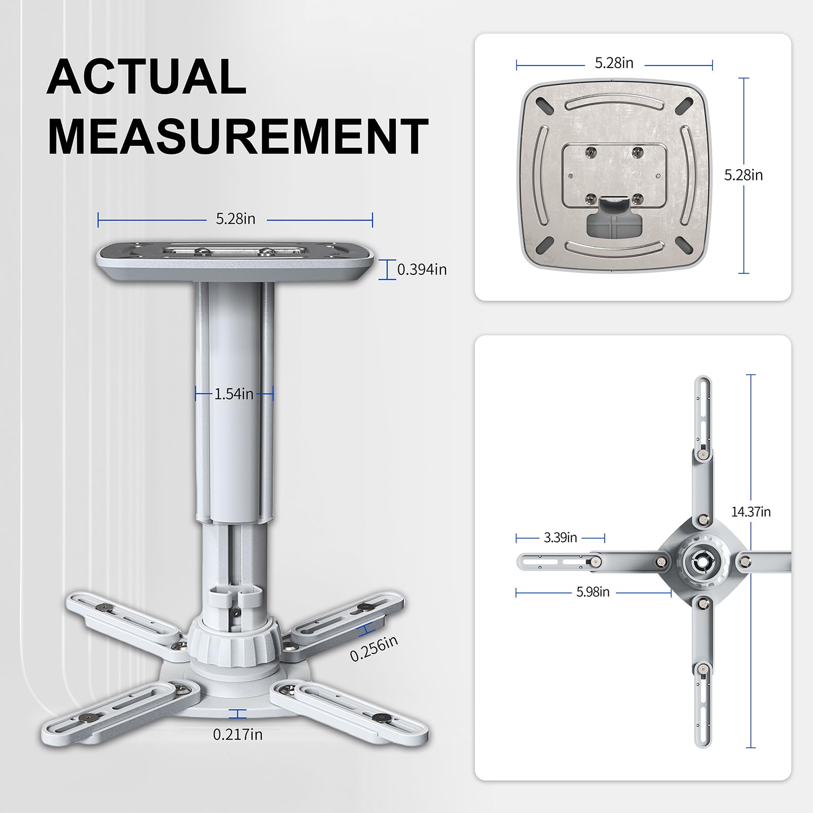 Universal Projector Ceiling Mount Bracket - Adjustable Height Extendable Arms for Home Theater & Office - Compatible with Most Projectors - Perfect for Movie Nights & Business Presentations