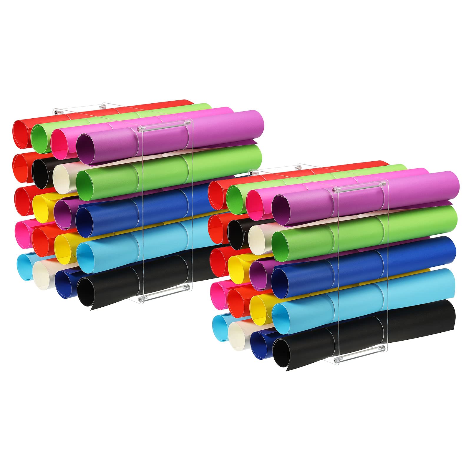 uxcell 2-Pack Clear Acrylic Vinyl Roll Storage Rack & Organizer - Holds Up to 40 Vinyl Rolls for Craft Room, Gift Wrapping & Home Organization - Perfect for DIY Projects & Scrapbooking Supplies Storage