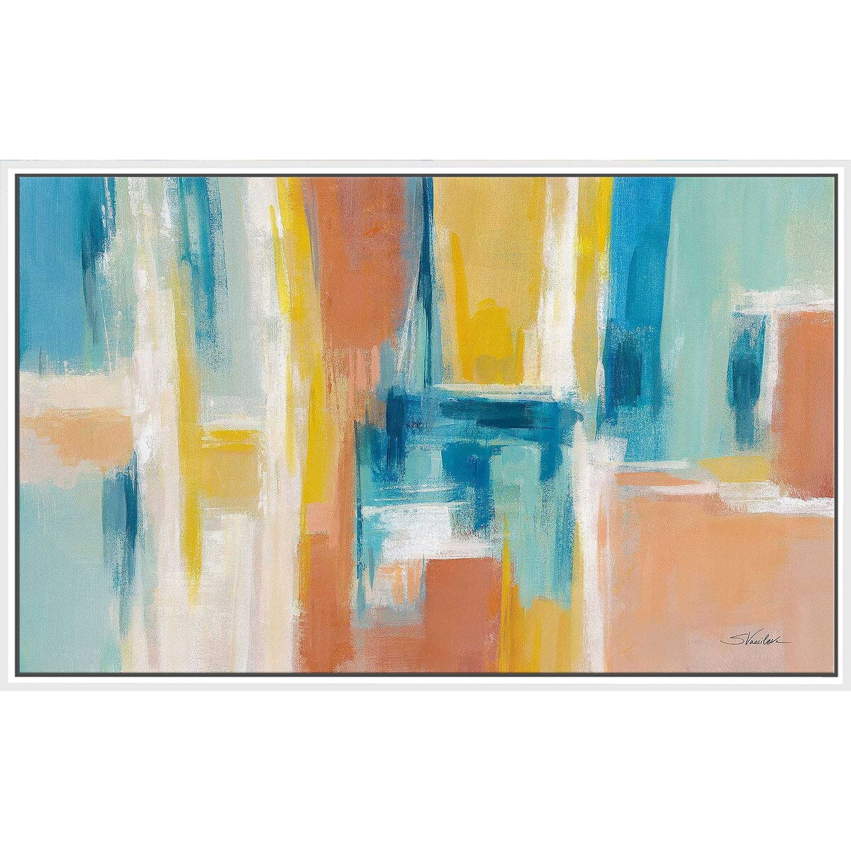 90s Color Blocks Print on Floating Canvas - Retro Wall Art for Living Room, Bedroom & Office Decor
