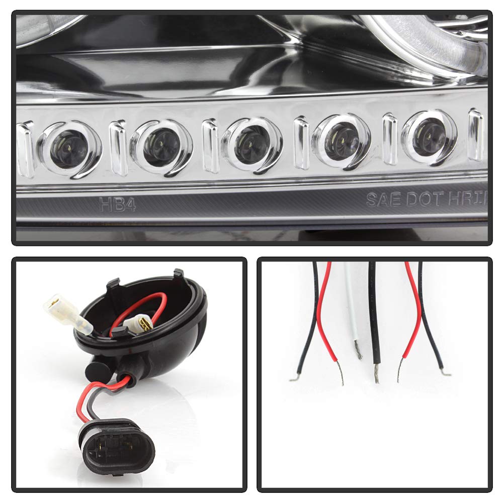 2006-2010 Dodge Charger LED Halo Projector Headlights - Aftermarket Replacement with Bright Halogen Bulbs - Perfect for Night Driving & Custom Car Upgrades