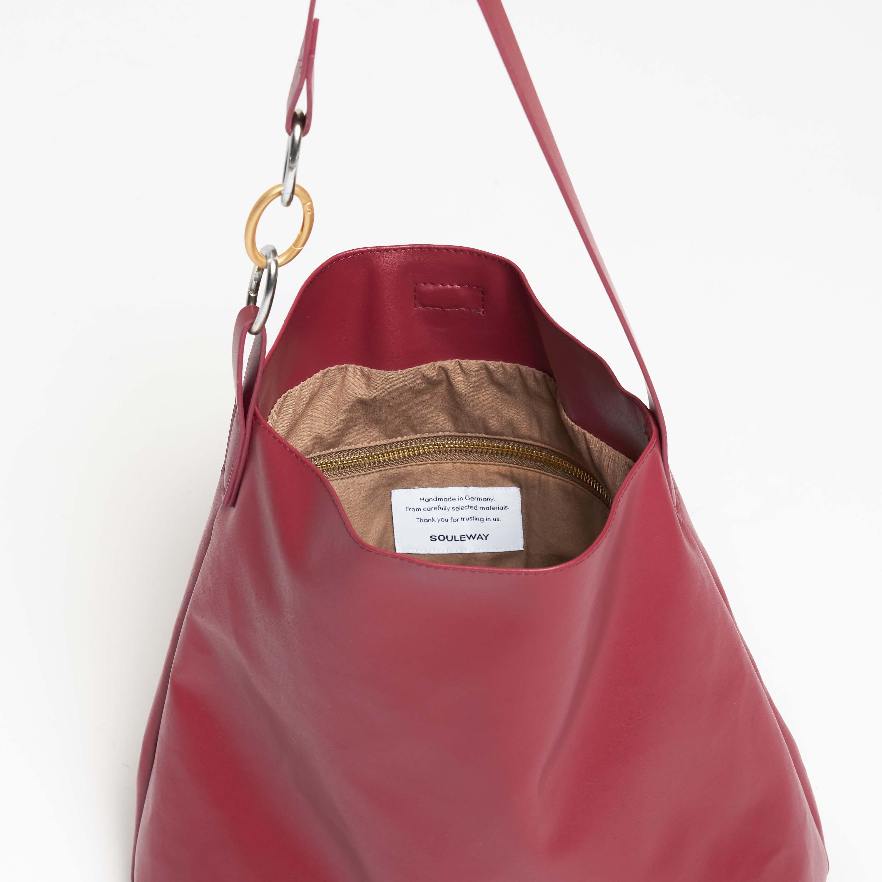 Oleatex Vegan Olive Leather Tote Bag - Cherry Red | Eco-Friendly, Durable & Stylish Handbag for Work, Travel & Everyday Use