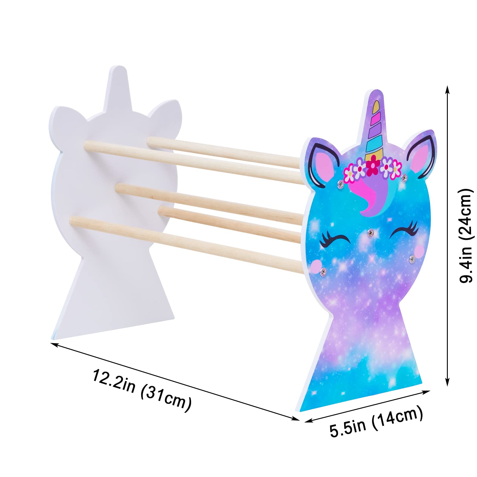 Basumee Unicorn Headband Holder Organizer for Girls - Hair Hoop & Headband Display Stand, Storage Solution for Kids' Room Decor (Blue & Purple) - Perfect for Bedroom, Bathroom, and Closet Organization