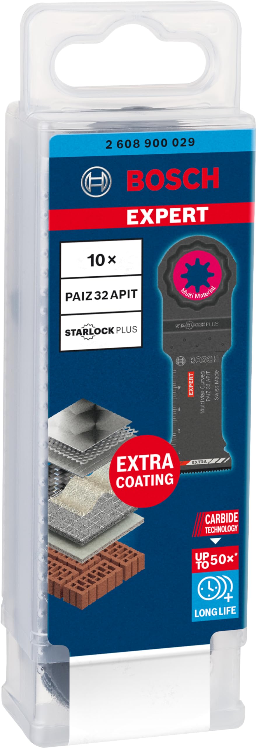 Bosch 10x Expert MultiMax PAIZ 32 APIT Plunge Cut Blades - Professional Multitool Accessory for Stainless Steel Sheets, Fiber Plastics GFK & CFK (32mm Width) | Perfect for DIY Projects, Home Renovations & Professional Woodworking