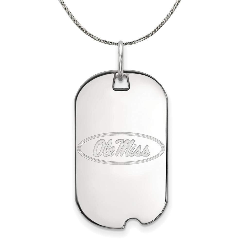 Black Sterling Silver Ole Miss Dog Tag Necklace for Graduation Gifts