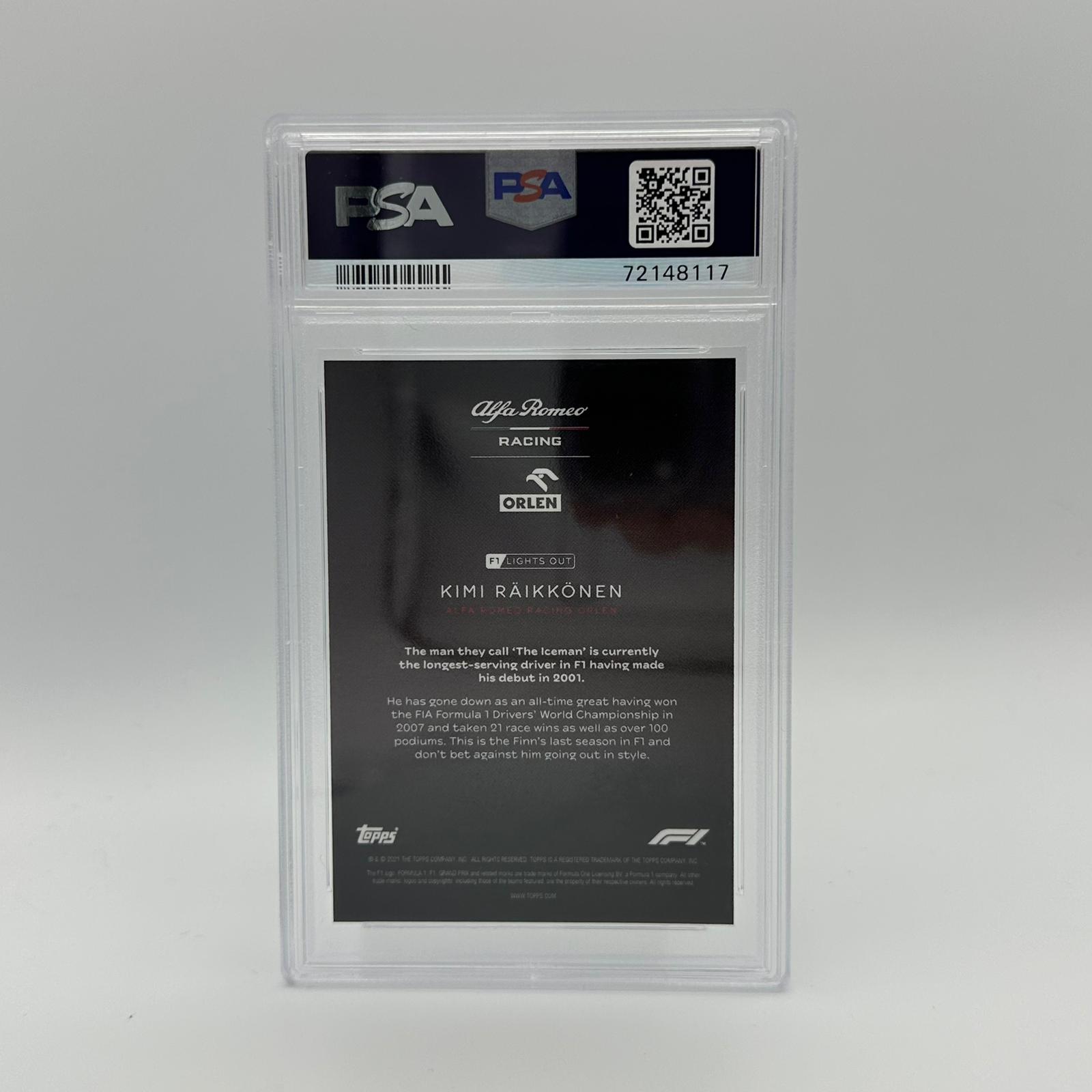 PSA 10 Graded 45/75 Kimi Raikkonen Green Parallel Racing Driver Card - Perfect for F1 Collectors and Motorsport Memorabilia Displays