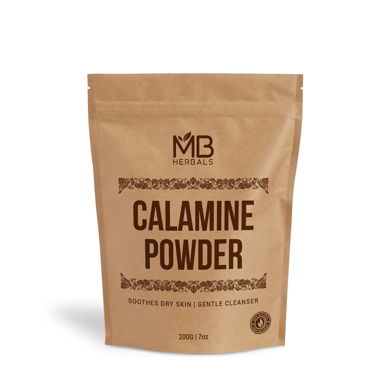 MB Herbals Calamine Powder 7 oz (200g) - Natural Skin Soothing Powder for Soap Making, Face Masks & Dry Skin Care | Fragrance-Free, Color-Free, Preservative-Free | Perfect for DIY Skincare & Sensitive Skin Relief