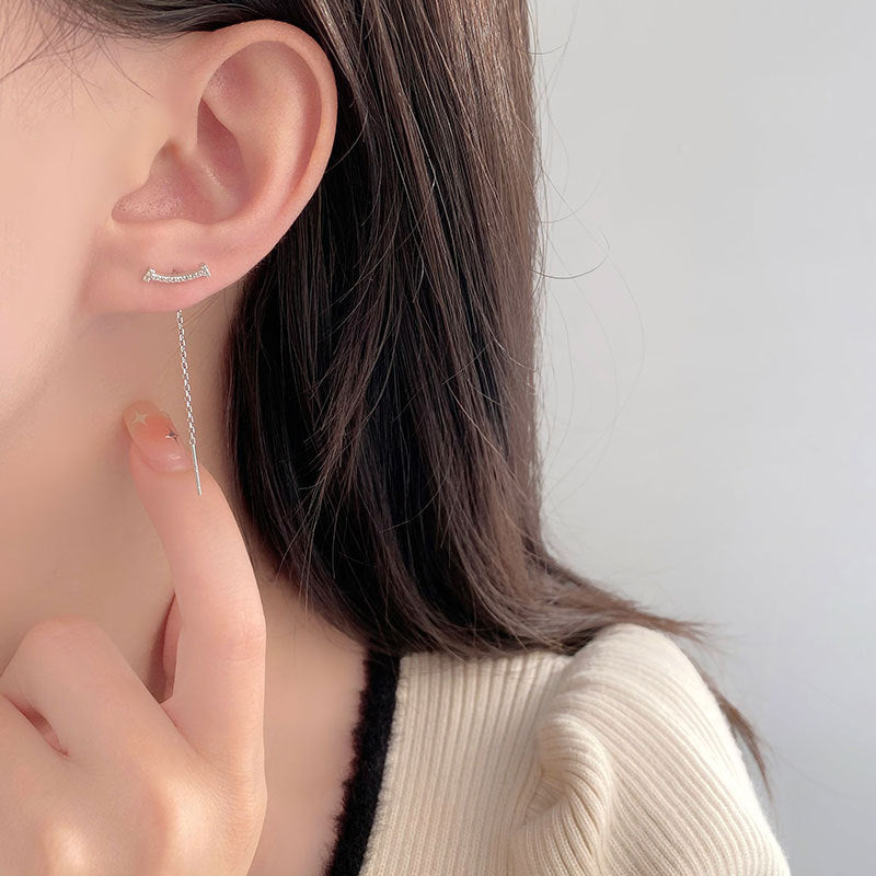 Smiley Face Emoji Tassel Fringe Threader Earrings for Women | Trendy Dangle Drop Ear Jewelry | Perfect for Parties, Festivals & Everyday Wear | A8062