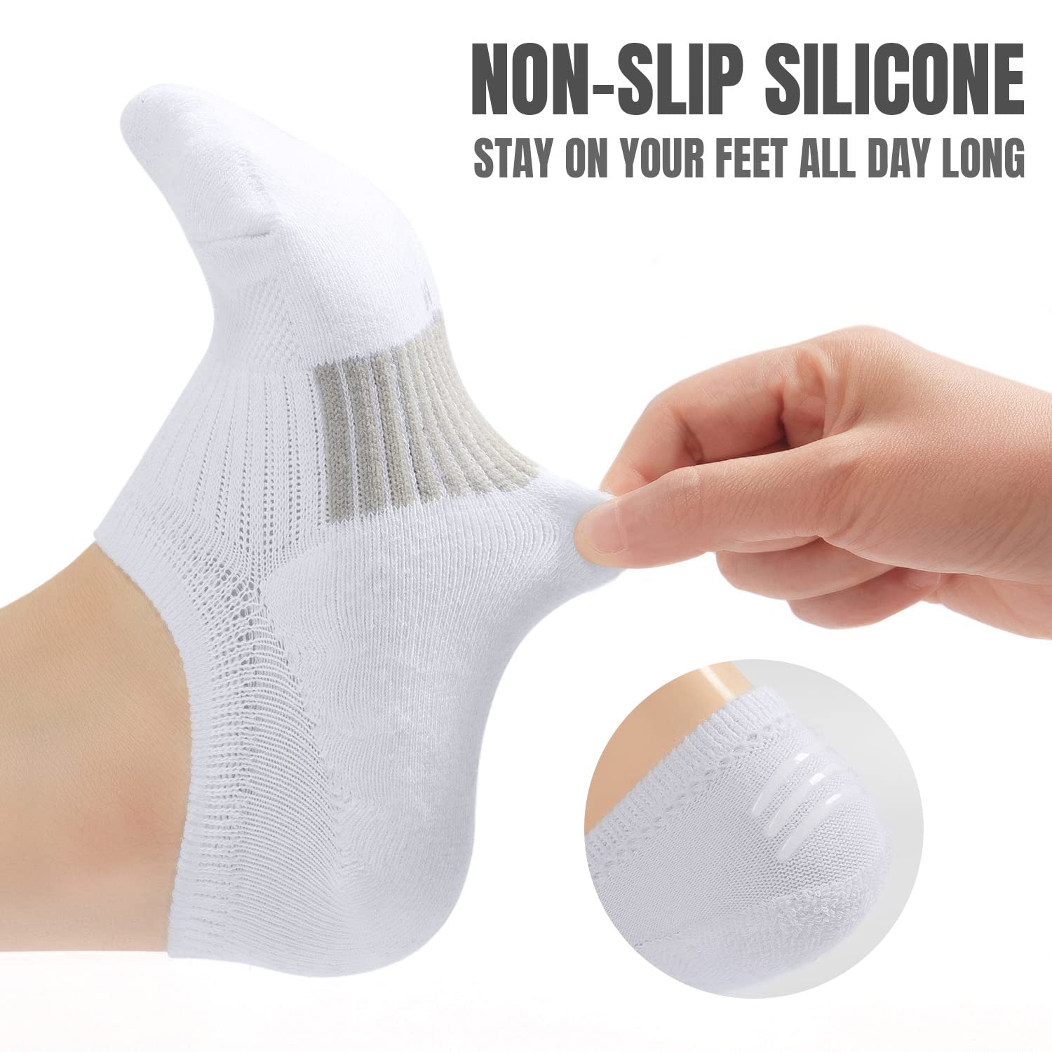 FAYBOX Women's No Show Socks - 6 Pairs Low Cut Invisible Ankle Socks with Cushion for Running, Gym, Workout & Daily Wear - Breathable Comfort for Sneakers & Casual Shoes