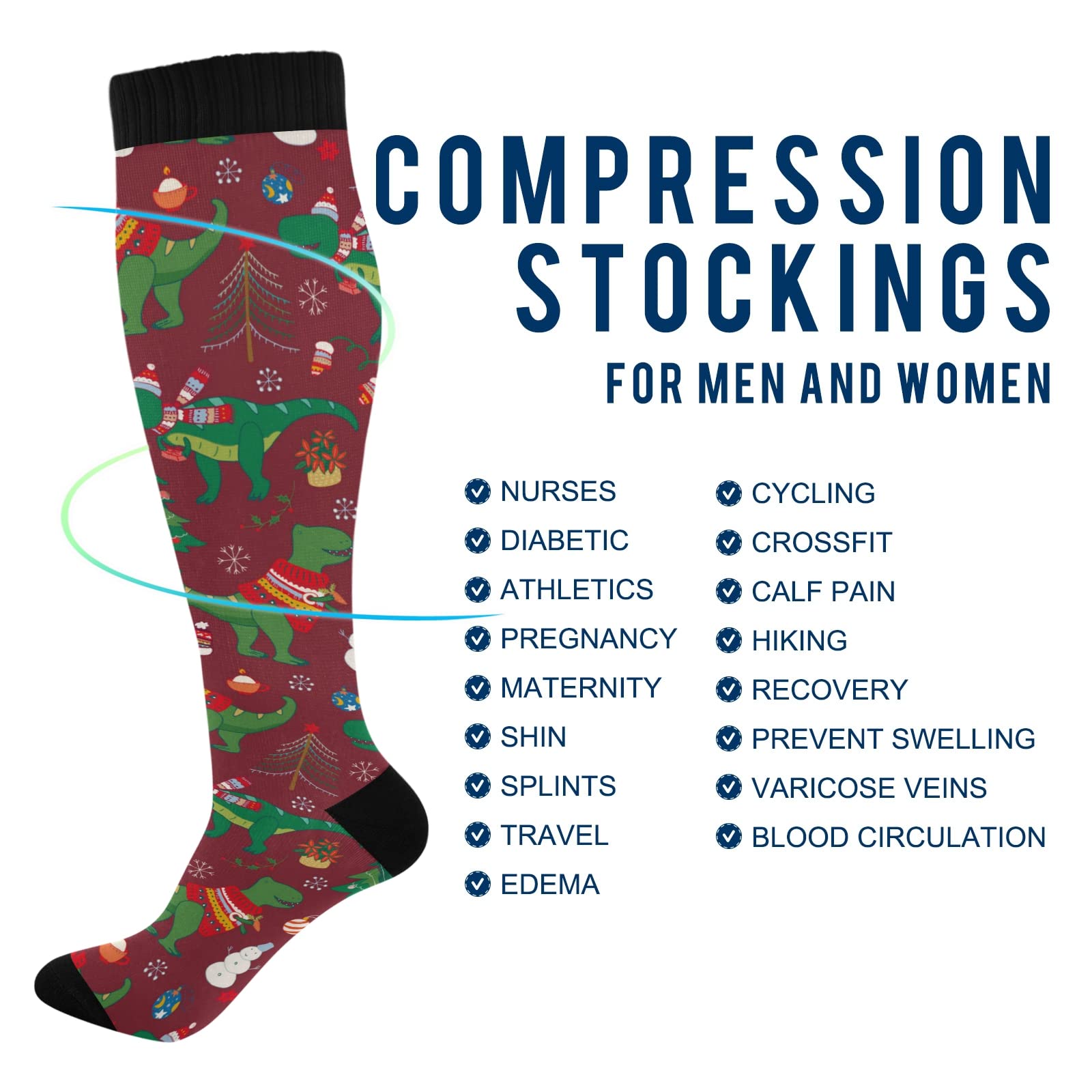 Best Compression Socks for Women & Men - Medical Grade Circulation Support Socks for Running, Cycling, Nursing & Travel - Improve Blood Flow & Reduce Swelling