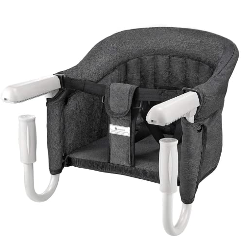 Portable Baby High Chair - Hook On Table Chair for Toddlers, 5-Point Safety Belt, Foldable Travel Booster Seat with Carry Bag (Black) | Perfect for Dining, Playing & Travel | Safe for Countertops & Desks | Washable & Easy to Store