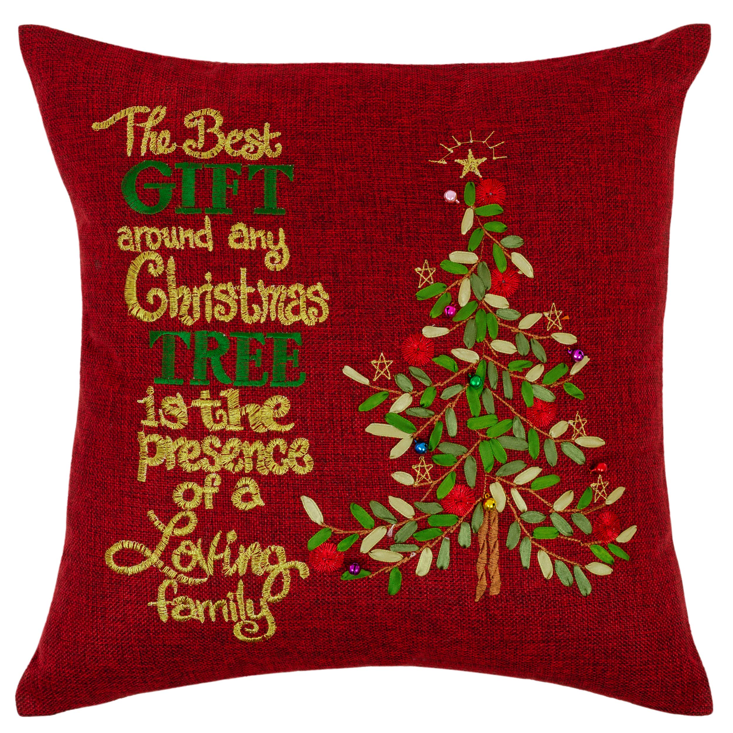 Violet Linen SESNL Bells Throw Pillow Covers 18x18 Inch - Decorative Square Cushion Covers for Sofa, Bed, Chair - Perfect Gift for Home Decor, Christmas Tree & Holiday Season