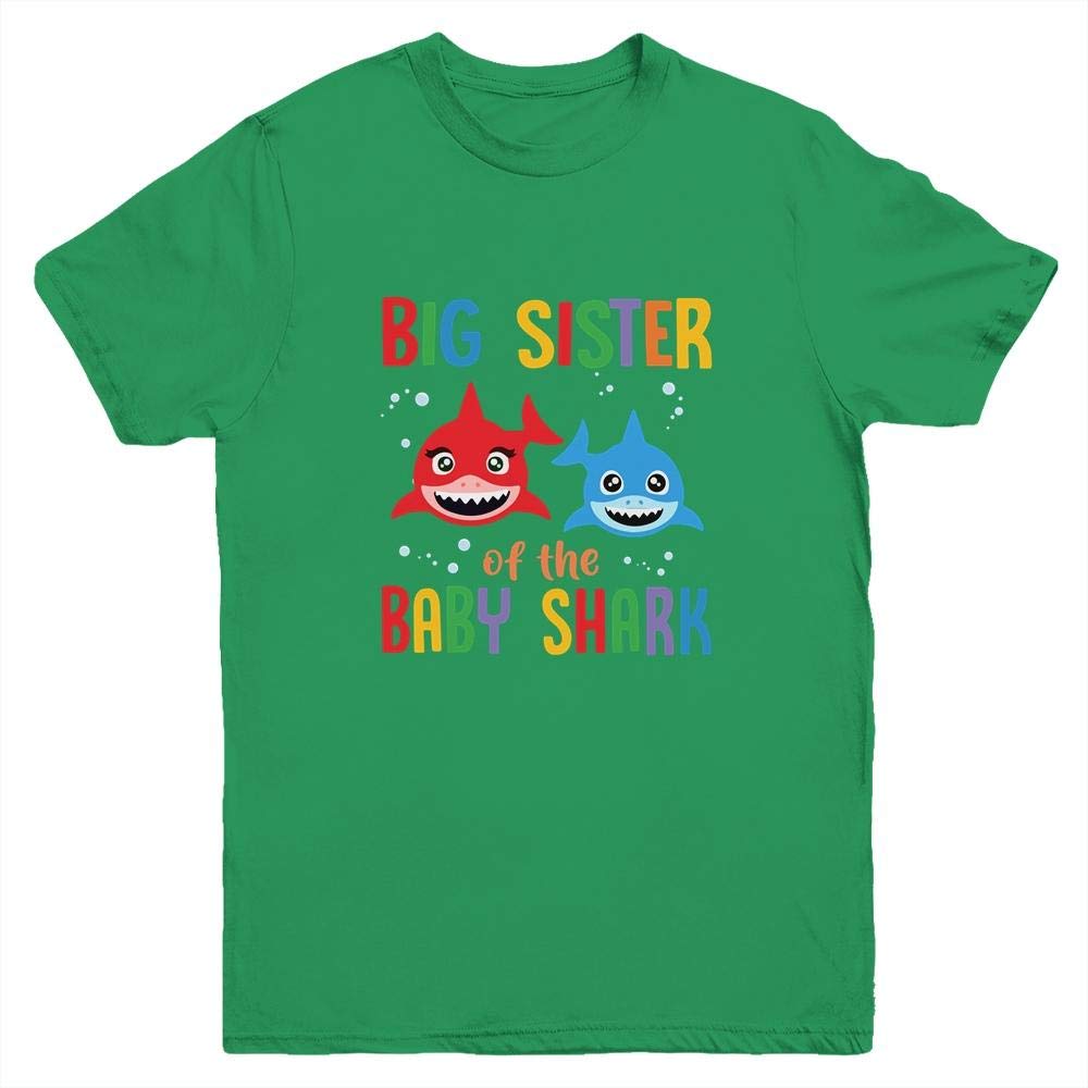 Baby Shark Big Sister Birthday Shirt - Kids Short Sleeve T-Shirt for Girls - Perfect for Sibling Matching Outfits & Birthday Parties