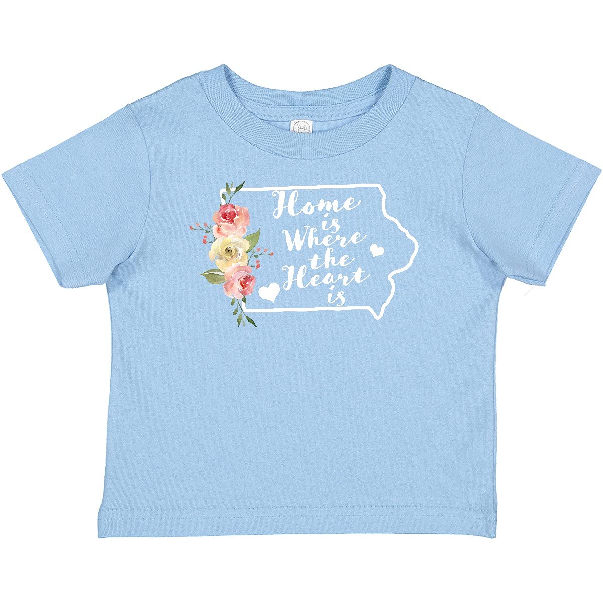Inktastic Iowa Home is Where The Heart is Watercolor Floral Baby T-Shirt - Soft Cotton Infant Tee for Boys & Girls - Perfect for Family Photos, Playdates & Special Occasions