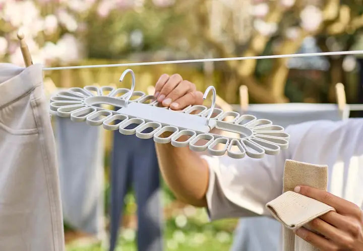 32-Piece Quick Grip Ecru Clothes Drying Hanger Set - Space Saving Laundry Organizer for Small Spaces & Apartments - Perfect for Drying Delicates, Socks, and Underwear