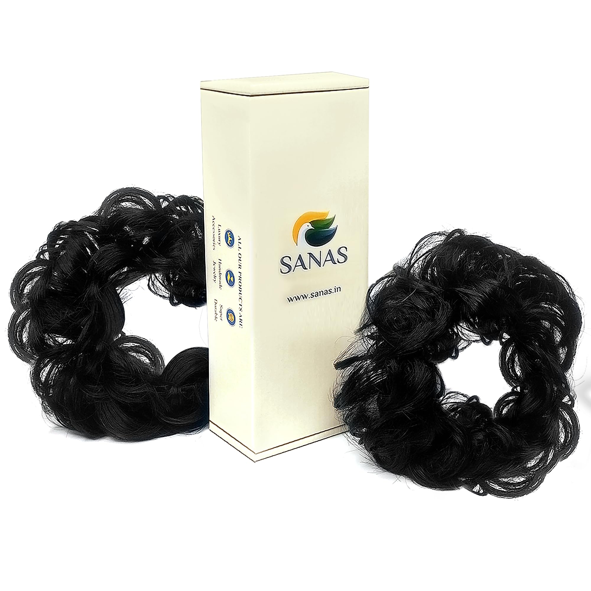 2Pcs Black Hair Bun Extensions for Women - Stylish Wedding Hair Accessories, Messy Bun Maker, Scrunchies & Juda Hair Buns for Wig Wearers | Perfect for Bridal, Prom & Everyday Hairstyles