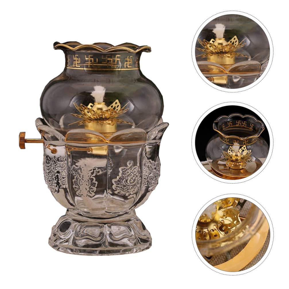 DOITOOL Windproof Oil Lamp - Classic Buddha Hall Butter Lamp for Temple & Home Decor - Perfect for Meditation, Altar Lighting, and Spiritual Atmosphere Enhancement