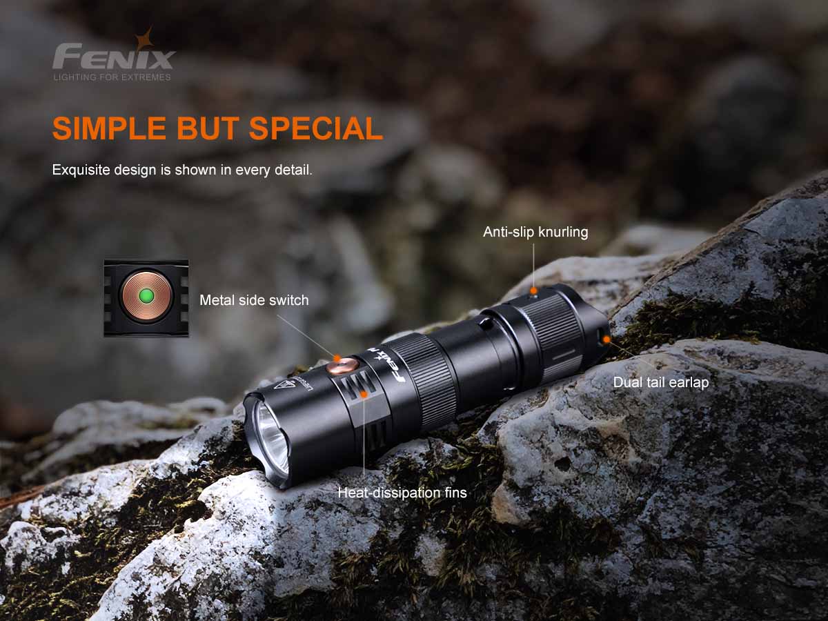 Fenix PD25R Rechargeable EDC Flashlight - 1200 Lumens, USB-C Charging, Compact Tactical Light for Camping, Hiking & Emergency Use