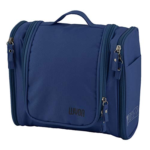 STORE99® Navy Blue Waterproof Travel Cosmetic Bag - Polyester Makeup Organizer Pouch for Toiletries, Soap, & Essentials - Perfect for Outdoor Trips, Camping, & Gym Use