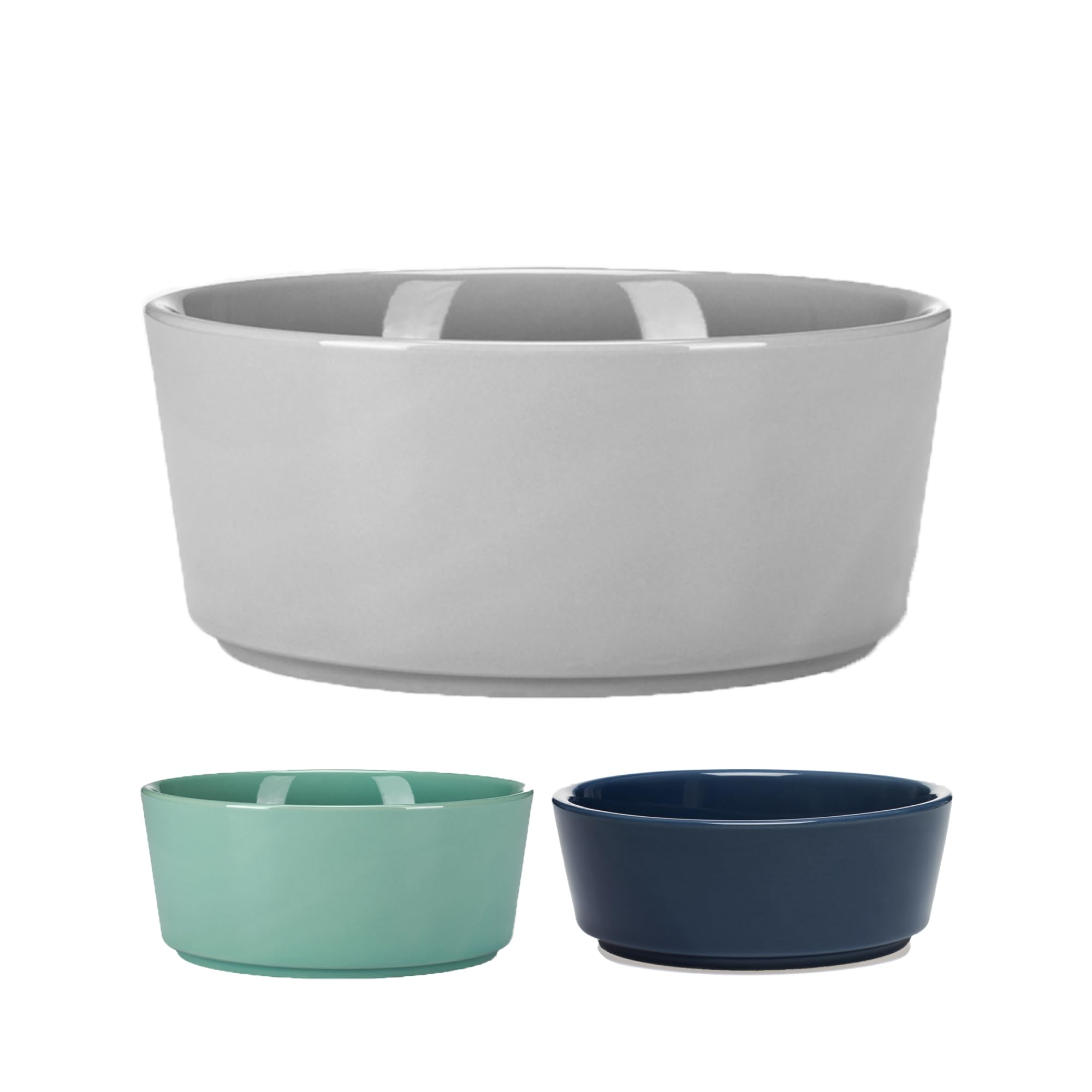 Premium Heavyweight Ceramic Dog Bowl for Medium & Large Breeds - Durable Pet Food & Water Dish, Microwave & Dishwasher Safe - Modern Light Grey Design - Perfect for Home, Kitchen & Outdoor Use